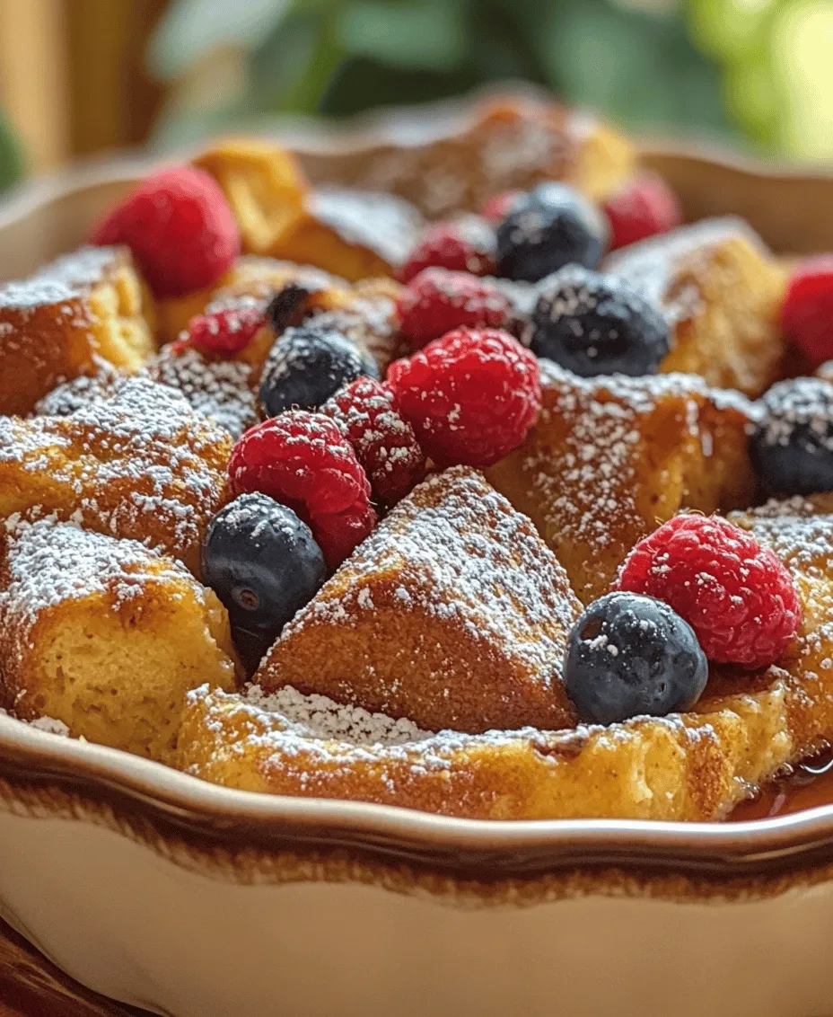 The Overnight French Toast Casserole is a delightful twist on a classic breakfast favorite that has become a beloved dish in many households. Combining the rich, comforting flavors of traditional French toast with the convenience of a casserole, this dish allows you to enjoy a luxurious breakfast with minimal morning effort. Imagine waking up to the warm aroma of cinnamon and vanilla wafting through your home, knowing that a delicious meal is just a matter of baking away. This dish is perfect for family gatherings, brunch with friends, or even a cozy weekend breakfast at home.