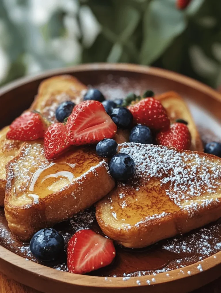 The beauty of this Classic French Toast Delight recipe lies in its straightforward approach. With just a handful of ingredients, you can create a dish that is both indulgent and satisfying. French toast, traditionally made by soaking slices of bread in a mixture of eggs and milk, is cooked on a skillet until golden brown, resulting in a delightful combination of crispy edges and a soft, custardy center.