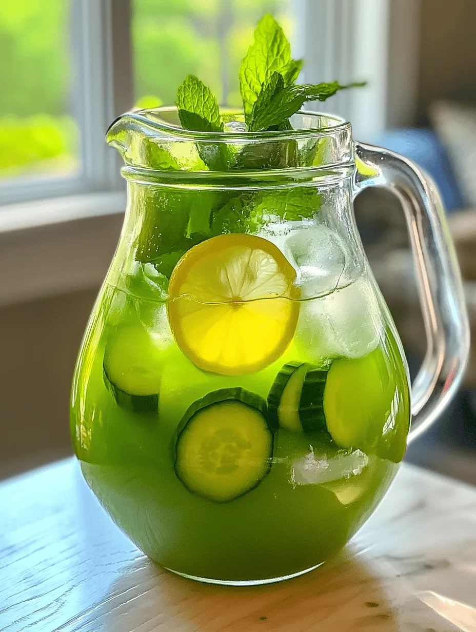 To make the perfect Refreshing Cucumber Lemonade, it’s essential to focus on using fresh, high-quality ingredients. Each component plays a crucial role in developing the drink’s unique flavor profile, ensuring that every sip is a delightful experience. The star ingredients in this invigorating beverage include cucumbers, lemons, sugar (or an alternative sweetener), and fresh mint.