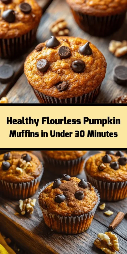 Indulge in these delicious flourless pumpkin muffins, a perfect fall treat that's both healthy and easy to make! Made with just a handful of ingredients like pumpkin puree, almond butter, and honey, these muffins are gluten-free and packed with flavor. You can also add dark chocolate chips and nuts for a delightful twist. Ready in just 30 minutes, they make a great breakfast or snack. Enjoy these wholesome delights any time!