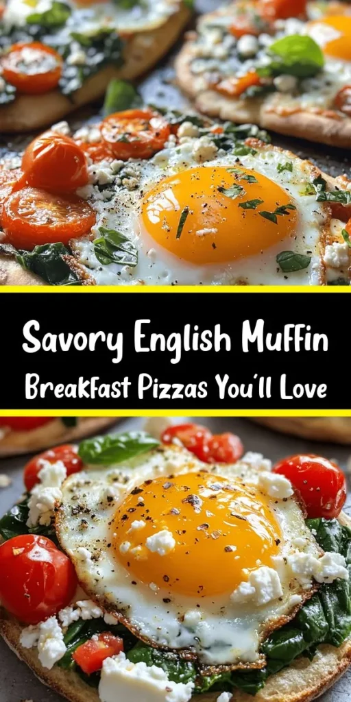 Start your day with a delicious twist on breakfast with this English Muffin Breakfast Pizza! Quick to prepare and packed with flavor, these mini pizzas feature toasted English muffins topped with melted mozzarella, fresh spinach, juicy cherry tomatoes, and a perfectly cooked sunny-side-up egg. Ready in just 20 minutes, they're perfect for busy mornings or lazy brunches. Don't forget to add a sprinkle of feta and fresh basil for extra goodness! Enjoy!
