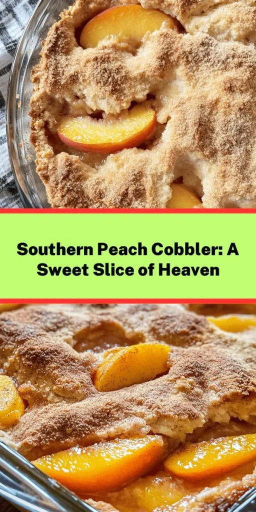 Indulge in a slice of classic Southern Peach Cobbler that's sure to impress! Made with fresh peaches and a buttery, sweet batter, this dessert is a comforting treat perfect for any occasion. With simple ingredients like sugar, cinnamon, and vanilla, you'll create a delightful balance of flavors. Serve it warm with a scoop of vanilla ice cream for an unforgettable experience. Quick to prepare and bake, enjoy a homemade dessert that will wow your family and friends!