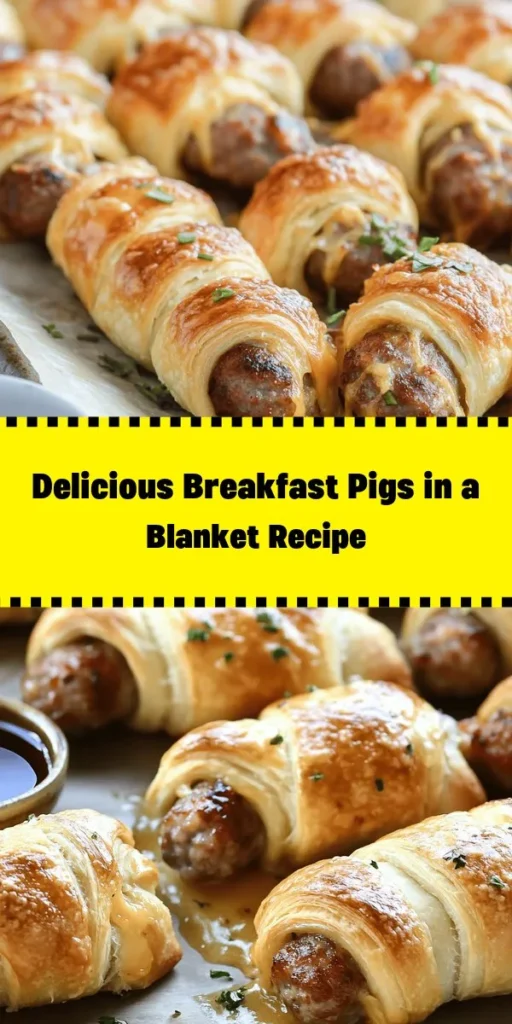 Start your mornings with a fun twist on breakfast! This Breakfast Pigs in a Blanket recipe combines flavorful sausage links wrapped in flaky crescent roll dough and sprinkled with cheddar cheese. Baked to golden perfection and ready in just 30 minutes, these bite-sized treats are perfect for feeding a crowd or enjoying with your favorite dipping sauce, like maple syrup. Easy, delicious, and sure to be a hit at any breakfast table!