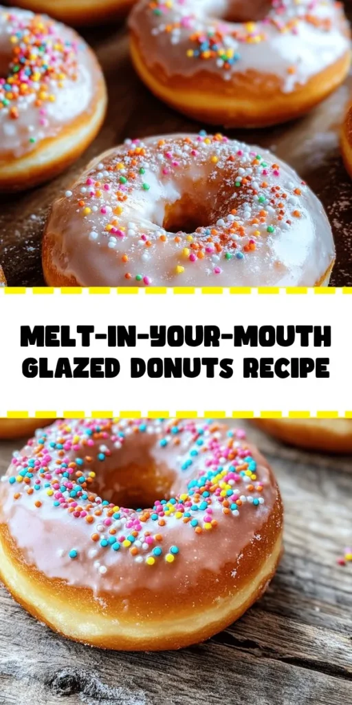 Treat yourself to these irresistible melt-in-your-mouth glazed donuts! Made with simple ingredients like yeast, milk, and butter, these homemade delights are perfect for any occasion. Follow the easy steps to create a fluffy dough, fry to golden perfection, and finish off with a heavenly glaze. Customize with your favorite toppings like sprinkles or nuts. Ideal for breakfast or a sweet snack, these donuts are sure to impress family and friends! 🍩✨