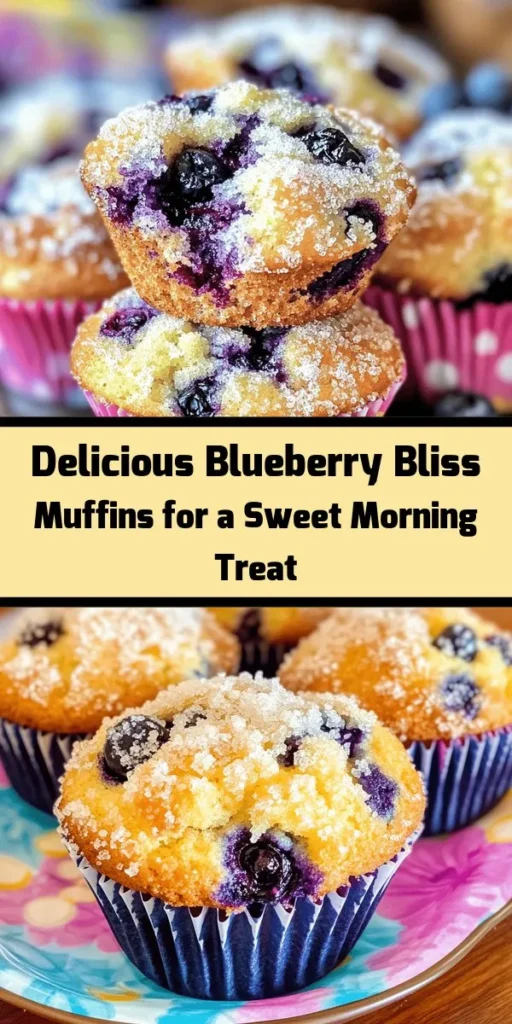 Indulge in these delicious Blueberry Bliss Muffins that are perfect for breakfast or a snack! With fresh blueberries, a hint of lemon zest, and a sprinkle of sugar on top for a delightful crunch, these muffins are sure to please. Easy to make in just 40 minutes, they feature a tender texture that melts in your mouth. Whip up a batch today and enjoy the sweet taste of homemade goodness with family and friends. Perfect for any occasion!