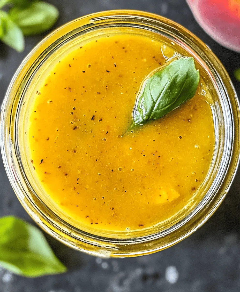 In the world of culinary creations, few things rival the vibrant flavors and health benefits of homemade dressings. One standout recipe that captures this essence is the Peach Honey Dijon Balsamic Vinaigrette. This dressing combines the sweetness of ripe peaches, the richness of balsamic vinegar, and the tanginess of Dijon mustard into a harmonious blend that elevates salads and dishes alike. Whether you're drizzling it over crisp greens, marinating chicken, or even using it as a dipping sauce, this vinaigrette offers a delightful twist on traditional dressings.