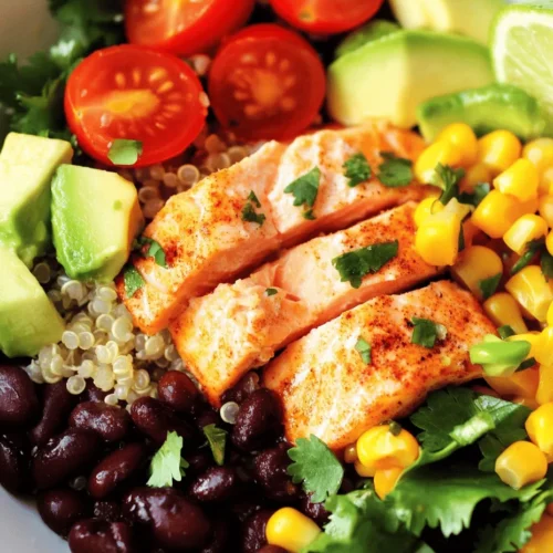 Welcome to a culinary adventure that celebrates flavor, nutrition, and creativity: the Salmon Burrito Bowl Delight. This dish is not only a feast for the taste buds but also a powerhouse of nutrients, making it an ideal choice for both lunch and dinner. Whether you're a busy professional seeking a quick meal or a home cook looking to impress, this bowl combines the richness of salmon, the wholesome goodness of quinoa or brown rice, and a vibrant medley of fresh vegetables.