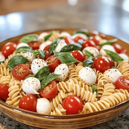 Caprese Pasta Salad is a delightful medley of flavors that embodies the essence of summer in every bite. This refreshing dish is not only vibrant in appearance but also a perfect representation of the classic Caprese salad, which traditionally features fresh mozzarella, tomatoes, and basil. The addition of pasta transforms it into a heartier meal that can be enjoyed as a side dish, main course, or a picnic staple, making it a versatile option for any occasion.