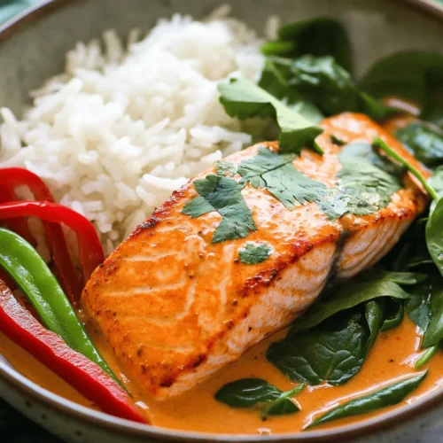 If you're on the lookout for a quick, nutritious, and downright delicious meal, then look no further than Creamy Salmon Coconut Curry Delight. This dish beautifully marries the richness of coconut milk with the delicate flavors of salmon, creating a culinary experience that is both comforting and exotic. The allure of creamy coconut curry is undeniable; it offers a velvety texture that envelops the ingredients, making each bite a delightful journey for your taste buds.