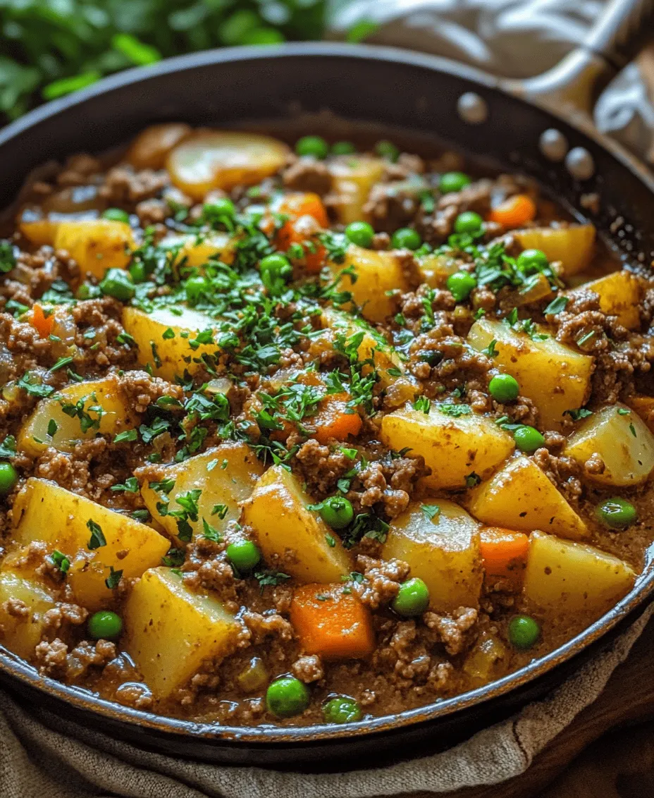 One of the most significant advantages of the Hearty Ground Beef & Potato Skillet is its simplicity. With just a handful of ingredients and minimal cleanup, it’s perfect for those nights when you want a home-cooked meal without the hassle. The one-pan method not only streamlines the cooking process but also allows the flavors to meld beautifully, resulting in a dish that is both hearty and satisfying. As you layer the ingredients in the skillet, you’ll notice how each component contributes to the overall flavor and texture, creating a meal that is as delightful to eat as it is simple to prepare.