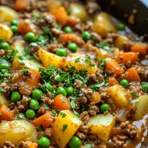 One of the most significant advantages of the Hearty Ground Beef & Potato Skillet is its simplicity. With just a handful of ingredients and minimal cleanup, it’s perfect for those nights when you want a home-cooked meal without the hassle. The one-pan method not only streamlines the cooking process but also allows the flavors to meld beautifully, resulting in a dish that is both hearty and satisfying. As you layer the ingredients in the skillet, you’ll notice how each component contributes to the overall flavor and texture, creating a meal that is as delightful to eat as it is simple to prepare.