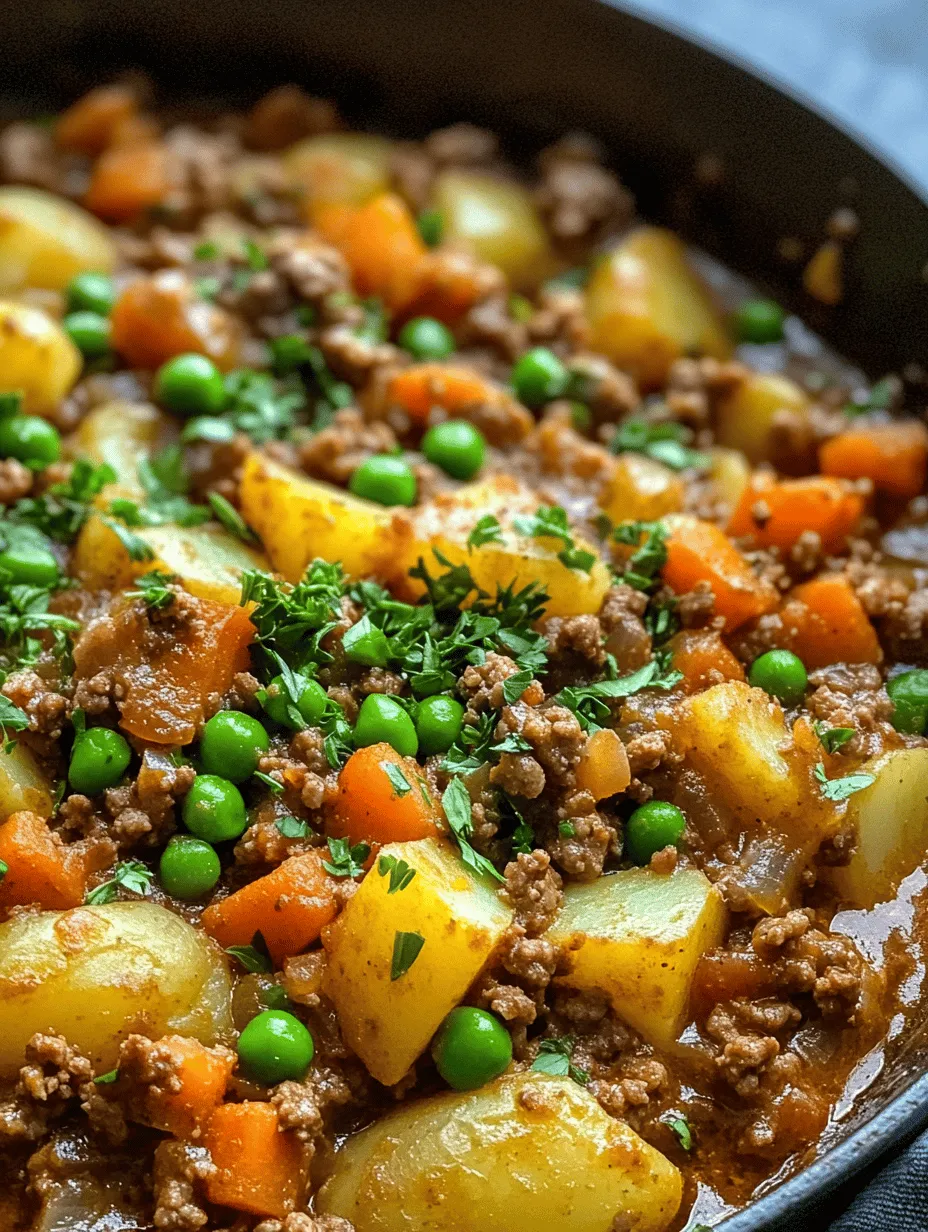 One of the most significant advantages of the Hearty Ground Beef & Potato Skillet is its simplicity. With just a handful of ingredients and minimal cleanup, it’s perfect for those nights when you want a home-cooked meal without the hassle. The one-pan method not only streamlines the cooking process but also allows the flavors to meld beautifully, resulting in a dish that is both hearty and satisfying. As you layer the ingredients in the skillet, you’ll notice how each component contributes to the overall flavor and texture, creating a meal that is as delightful to eat as it is simple to prepare.