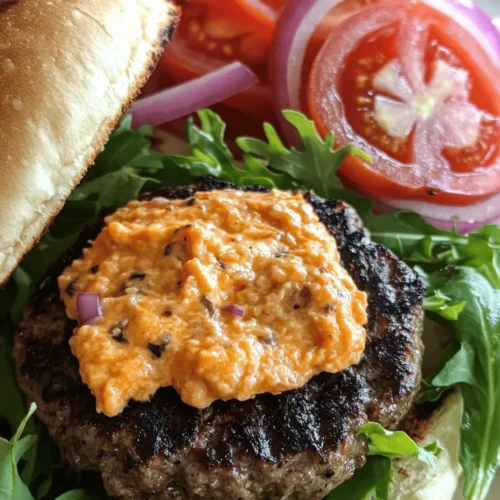 Burgers have long held a special place in American cuisine, serving as a beloved staple for backyard barbecues, summer cookouts, and casual weeknight dinners. Their versatility allows for endless creative adaptations, transforming simple ingredients into a satisfying and hearty meal. Among the myriad ways to elevate a traditional burger, the Pimento Cheese Delight Burger stands out as a remarkable twist that brings together the rich, creamy texture of pimento cheese with the classic flavors of a juicy beef patty. This unique combination not only enhances the overall taste but also adds a delightful creaminess that complements the savory nature of the burger.