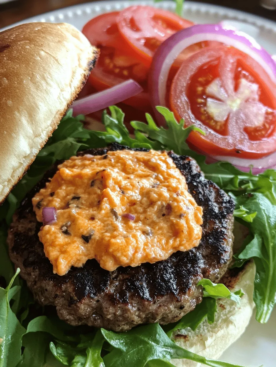 Burgers have long held a special place in American cuisine, serving as a beloved staple for backyard barbecues, summer cookouts, and casual weeknight dinners. Their versatility allows for endless creative adaptations, transforming simple ingredients into a satisfying and hearty meal. Among the myriad ways to elevate a traditional burger, the Pimento Cheese Delight Burger stands out as a remarkable twist that brings together the rich, creamy texture of pimento cheese with the classic flavors of a juicy beef patty. This unique combination not only enhances the overall taste but also adds a delightful creaminess that complements the savory nature of the burger.