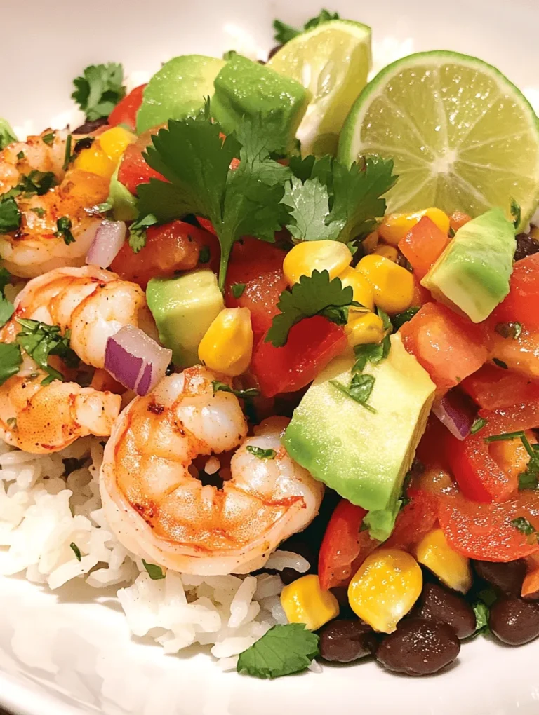 The Shrimp Fiesta Burrito Bowl is not just a treat for your taste buds; it is also packed with nutritional benefits that make it a wholesome meal choice. At the heart of this dish is shrimp, which is renowned for its high protein content and low-calorie count, making it an excellent source of lean protein. Just a 3-ounce serving of shrimp offers about 20 grams of protein, which is essential for muscle repair and growth, as well as overall body function.
