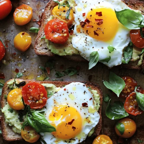 Breakfast is often hailed as the most important meal of the day, and for good reason. A well-rounded breakfast can set the tone for a productive day ahead, providing energy and essential nutrients. Among the myriad of breakfast options available, Sunrise Avocado Toast with Poached Eggs and Cherry Tomatoes stands out as a vibrant and wholesome dish that not only delights the palate but also nourishes the body. This recipe encapsulates a perfect blend of flavors and nutrients, making it a go-to choice for health-conscious individuals and food enthusiasts alike.