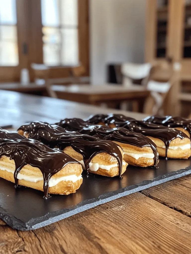 Éclairs, those elegant, elongated pastries filled with luscious cream and topped with a glossy chocolate glaze, hold a special place in the world of French desserts. Their light, airy texture and decadent flavor have captivated dessert lovers for centuries. While they may seem daunting to prepare at home, with the right guidance and a little practice, anyone can master the art of making these delightful treats.