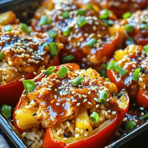 If you're on the hunt for a vibrant and delicious meal that brings a tropical twist to your dinner table, look no further than Teriyaki Pineapple Chicken & Rice Stuffed Peppers. This dish not only delights the palate with its unique combination of flavors but also offers a colorful presentation that makes it perfect for family gatherings or meal prep. The sweetness of the pineapple, the savory notes of teriyaki sauce, and the hearty texture of chicken and rice come together in a way that is both satisfying and nourishing.