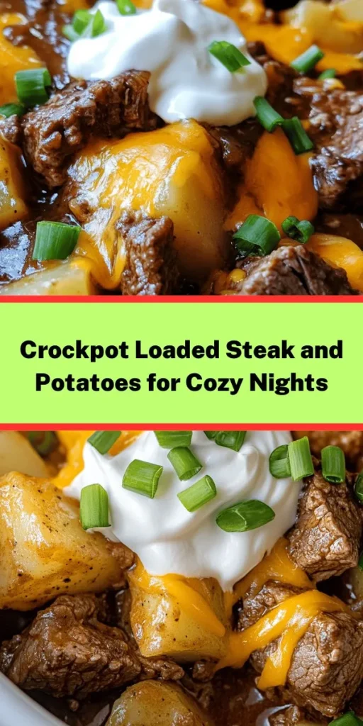 Transform dinner time with this Crockpot Loaded Steak and Potato Bake! This one-pot dish features tender sirloin steak, hearty russet potatoes, and rich flavors from garlic, onions, and spices. Simply layer the ingredients in your crockpot, let it cook, and finish with creamy sour cream and melted cheddar cheese for an indulgent twist. Perfect for busy days, this comforting meal is sure to become a family favorite. Enjoy every delicious bite!