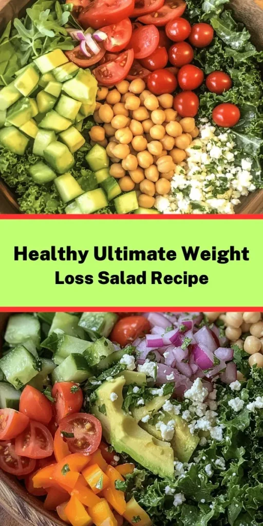 Looking for a delicious way to support your weight loss journey? Try this Ultimate Weight Loss Salad! Packed with vibrant mixed greens, colorful veggies, creamy avocado, and protein-rich chickpeas and edamame, it's a nutritious powerhouse. Tossed in a simple olive oil and apple cider vinegar dressing, this salad is as refreshing as it is satisfying. Perfect for a light meal that won’t weigh you down. Get ready to feel great while enjoying every bite!