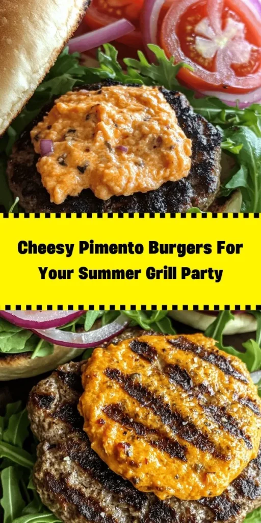 Get ready to elevate your burger night with these Pimento Cheese Delight Burgers! Juicy beef patties are combined with creamy, tangy pimento cheese for an irresistible flavor twist. Toasted buns and fresh toppings like arugula, tomato, and red onion complete this delicious meal. Perfect for grilling season and easy to whip up in just 25 minutes! Try this recipe for a crowd-pleasing dinner that’s sure to impress.