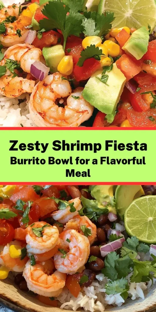 Dive into this vibrant Shrimp Fiesta Burrito Bowl that's bursting with flavor! Featuring large shrimp seasoned with chili powder and cumin, served over fluffy jasmine rice cooked in vegetable broth, this dish is a fiesta for your taste buds! Layer black beans, corn, fresh veggies, and creamy avocado for a nutritious meal that takes just 30 minutes to prepare. Garnish with cilantro and a splash of lime juice for the perfect finish. Perfect for any night of the week!
