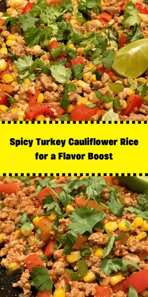 Discover a delicious and healthy twist on dinner with this Spicy Turkey Cauliflower Rice recipe! Full of flavor, it's made with ground turkey, fresh veggies, and spicy seasonings, all combined with cauliflower rice for a low-carb meal. Ready in just 30 minutes, it’s perfect for a quick weeknight dinner. Garnish with fresh cilantro and serve with lime wedges for an extra burst of taste. Make this savory dish tonight that your whole family will love!