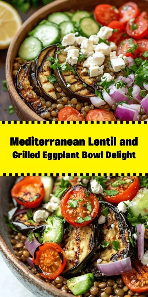 Discover vibrant flavors in this Mediterranean Lentil and Grilled Eggplant Bowl! Packed with protein from lentils and the smoky goodness of grilled eggplant, this dish is a feast for the senses. Toss in fresh veggies like bell peppers, cucumbers, and tomatoes, and finish with a sprinkle of feta and a drizzle of tahini for added richness. Perfect for meal prep or a healthy dinner, this bowl is both delicious and nutritious. Try it out for an easy, flavorful meal!