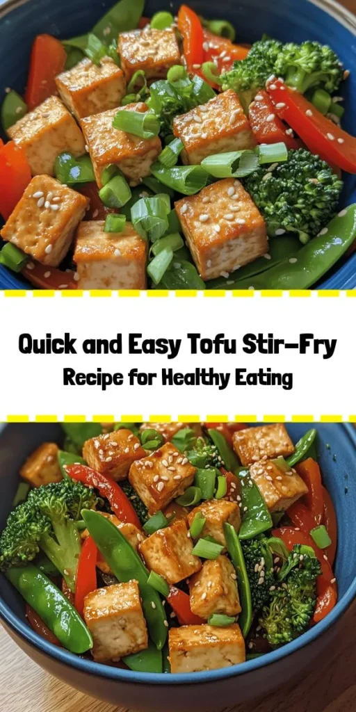 Whip up this flavorful Tofu Stir-Fry Delight in just 30 minutes! Packed with vibrant veggies like bell peppers, broccoli, and snap peas, this dish combines crispy tofu marinated in soy sauce and a hint of sesame for extra flavor. It's quick, healthy, and perfect for busy weeknights. Serve it hot, garnished with sesame seeds and green onions, for a colorful and delicious meal. Give this easy recipe a try and enjoy a delightful taste of plant-based cooking!