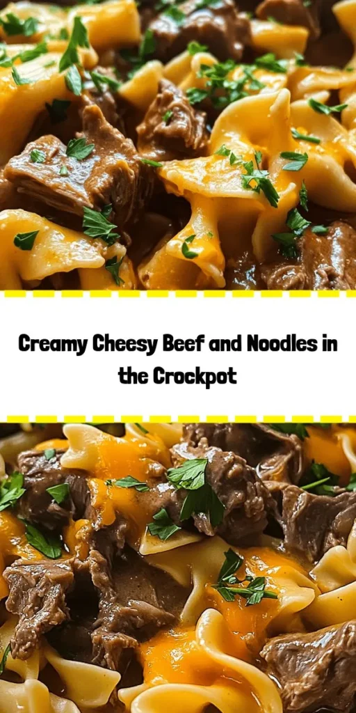 Discover the ultimate comfort food with this Easy Crockpot Cheesy Beef and Noodles recipe! Simply toss beef stew meat, onions, garlic, and seasoning into your crockpot, let it simmer, then stir in egg noodles, melted cheddar cheese, and creamy sour cream. Perfect for busy days, this dish delivers tender meat and cheesy goodness in every bite. Serve with crusty bread or a fresh salad for a cozy family meal. Enjoy the simplicity and deliciousness!
