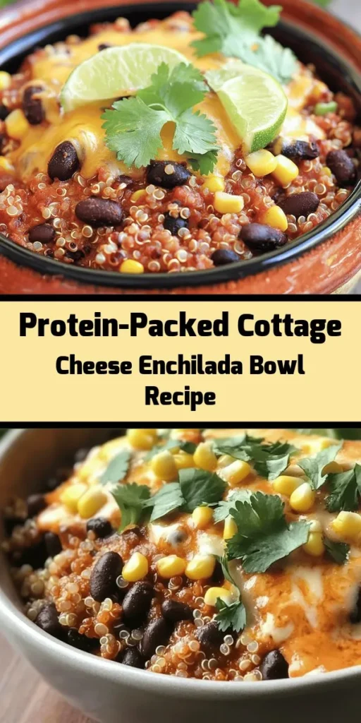 Try this delicious High Protein Cottage Cheese Enchilada Bowl for a nutritious and flavorful meal! Packed with protein from low-fat cottage cheese, quinoa, black beans, and veggies, this dish is both satisfying and easy to make. Layered with enchilada sauce and topped with cheese, it's baked to perfection for a bubbly finish. Ready in just 45 minutes, it's perfect for meal prep or family dinners. Don't forget fresh cilantro and lime wedges for a burst of flavor!