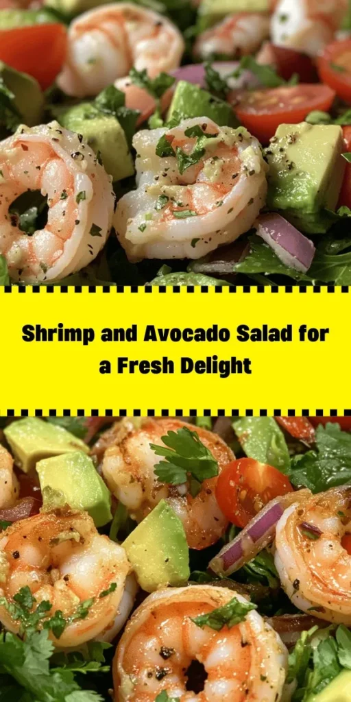 Looking for a refreshing and healthy dish? Try this Shrimp & Avocado Delight! This easy recipe features succulent shrimp sautéed to perfection, combined with creamy avocados, juicy cherry tomatoes, and a hint of lime. Toss it all together with fresh cilantro and red onion for an explosion of flavor. Perfectly served on a bed of mixed greens, this salad is a quick 30-minute meal that’s packed with nutrients and deliciousness. Enjoy a taste of the ocean today!