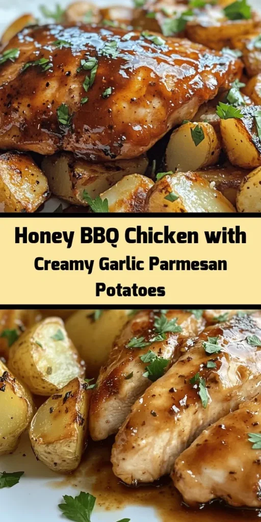 Indulge in this High Protein Honey BBQ Chicken with Creamy Garlic Parmesan Potatoes that's perfect for a hearty dinner! Marinated chicken breasts glazed in a sweet and smoky sauce complement tender, roasted baby potatoes smothered in a luscious garlic Parmesan cream. This dish is not only delicious but packed with protein to fuel your day. Easy to make and oh-so-satisfying, it’s sure to please the whole family. Try it tonight!
