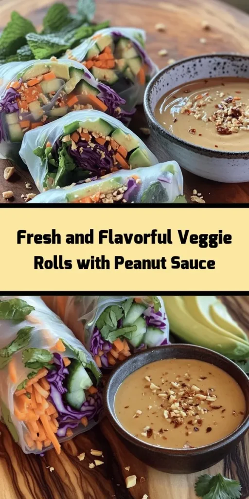 Discover the ultimate fresh and vibrant dish with these Hearty Veggie Rolls and a creamy peanut sauce! Packed with colorful veggies like carrots, cucumber, and bell peppers, these delightful rolls are not only visually stunning but also bursting with flavor. Perfect for a light meal or an appetizer, they're easy to make and even easier to enjoy. Pair them with a homemade peanut sauce for a tasty dip that ties everything together. Healthy, fun, and delicious!