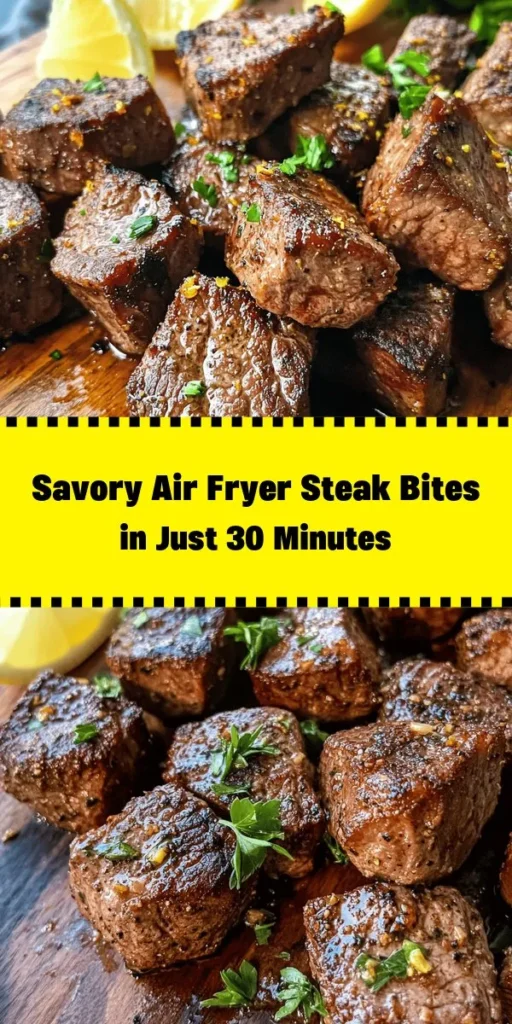 Get ready to elevate your dinner game with these Sizzling Air Fryer Steak Bites! Perfectly seared sirloin cubes are marinated in a flavorful blend of garlic powder, smoked paprika, and herbs, then air-fried to juicy perfection. In just 30 minutes, you'll have a crowd-pleasing dish that's great as an appetizer or a hearty main course. Serve with fresh parsley and lemon wedges for that extra zing. Quick, easy, and utterly delicious!