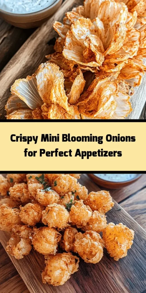 Delight your taste buds with these crispy mini blooming onions! Perfect as a snack or appetizer, they're packed with flavor and easy to make in an air fryer. Just soak and trim small onions, bread them in a flavorful mix of spices, and air fry until golden. They’re crispy on the outside and tender on the inside, making them a hit for gatherings. Pair with your favorite dipping sauce for an extra kick! Great for parties or family movie nights!