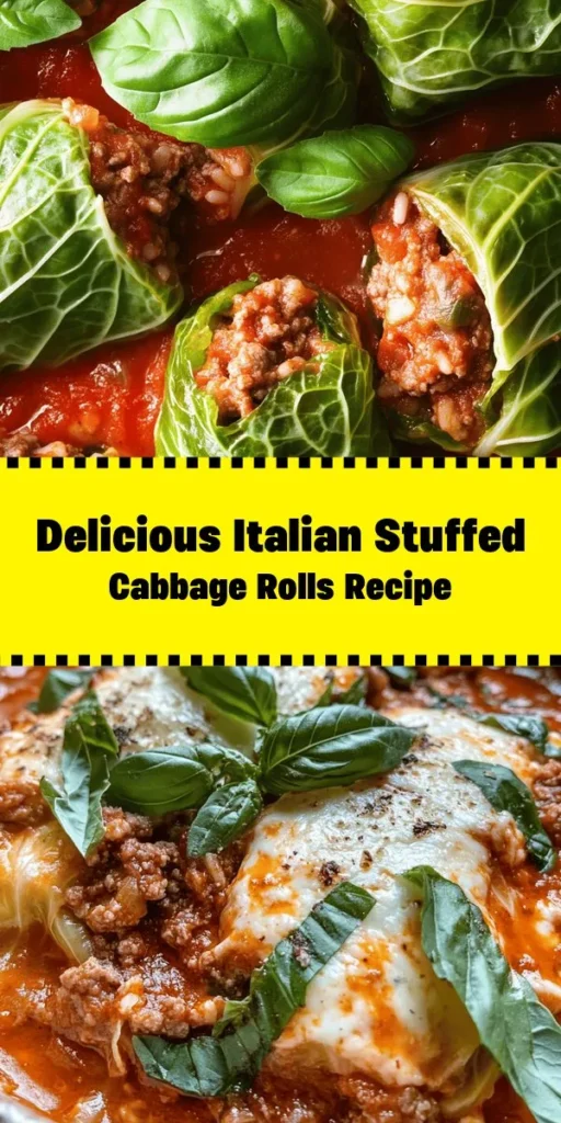 Discover the delight of Italian Stuffed Cabbage Rolls, a comforting dish perfect for dinner! These rolls are filled with a savory mixture of ground beef (or turkey), rice, cheeses, and aromatic herbs, all wrapped in tender cabbage leaves. Topped with a rich tomato sauce and baked to perfection, they make a delicious meal that’s sure to impress. Easy to prepare and packed with flavor, this recipe is perfect for family gatherings or meal prep. Enjoy a taste of Italy tonight!