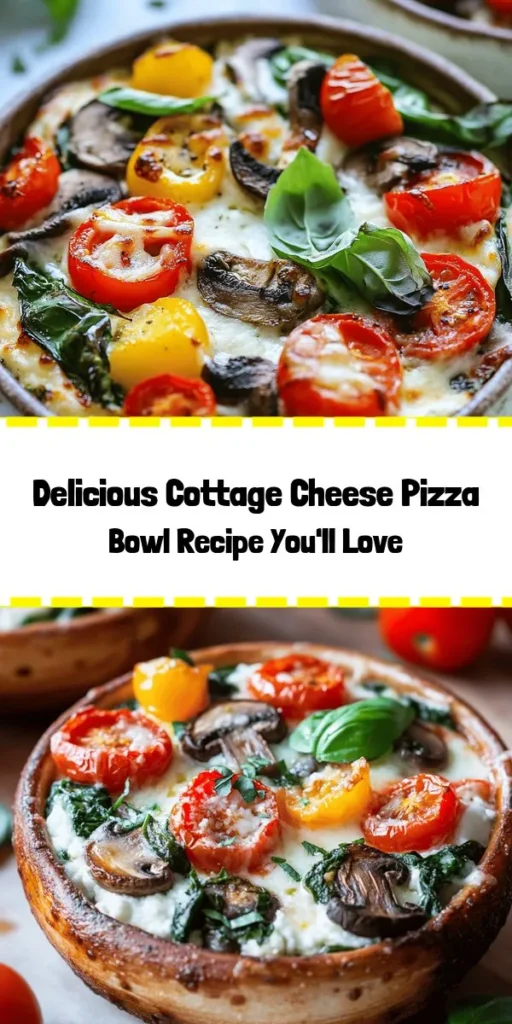 Looking for a healthy twist on pizza? Try this Cottage Cheese Pizza Bowl! Packed with protein and vibrant veggies like cherry tomatoes, bell peppers, mushrooms, and fresh spinach, it’s delicious and nutritious. Top with a blend of mozzarella and Parmesan cheese, bake until bubbly, and enjoy a warm and satisfying meal. Perfect for any day of the week! Easy to customize and ready in just 40 minutes, it's a fun way to enjoy pizza guilt-free!