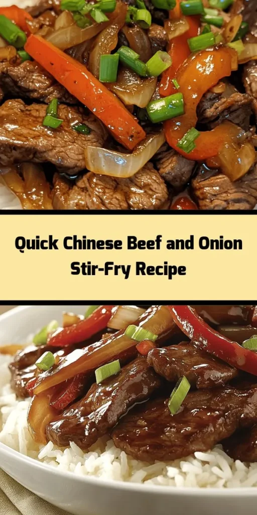 Savor the flavors of this easy Chinese Beef and Onion Stir-Fry! With tender beef sirloin, vibrant onions, and colorful bell peppers, this stir-fry is packed with deliciousness. Marinated for extra flavor, it's cooked quickly in a hot wok for a satisfying meal ready in just 25 minutes. Serve it over rice or noodles for a complete dish that's perfect for weeknight dinners. Try this recipe and bring a taste of China to your table!
