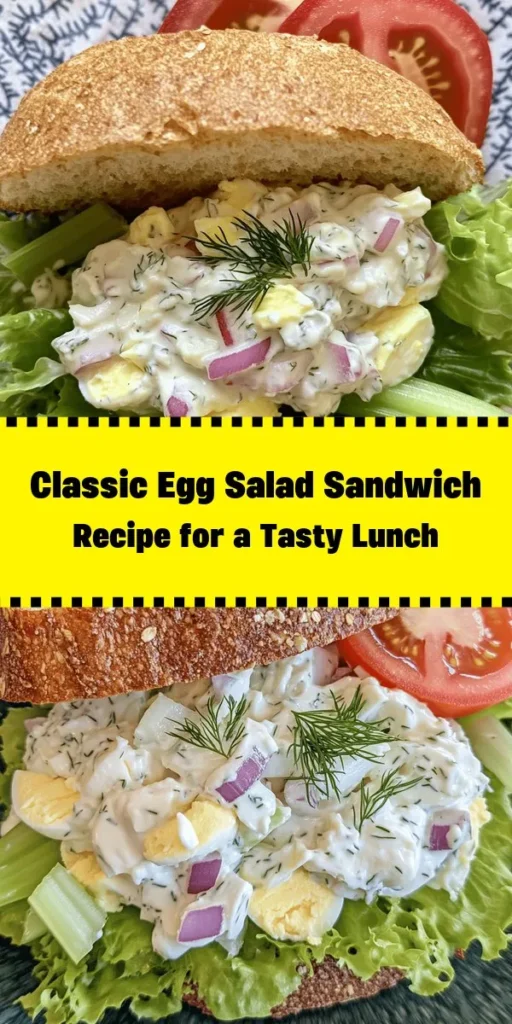 Enjoy a classic delight with this easy egg salad sandwich recipe! Perfect for lunch or a quick snack, it's packed with flavor from hard-boiled eggs, creamy mayonnaise, zesty Dijon mustard, and a hint of smoked paprika. The crunch of celery and red onion adds freshness, while fresh dill ties it all together. Serve it between slices of whole-grain bread with optional lettuce and tomatoes for a satisfying meal that's ready in just 30 minutes!