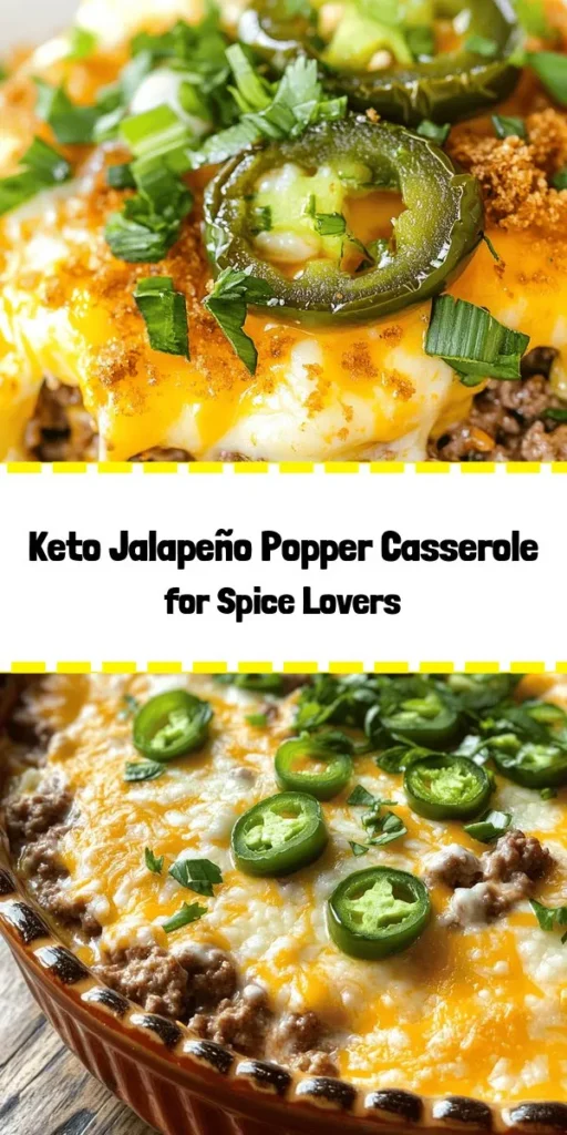 Whip up a delicious Keto Jalapeño Popper Casserole that’s perfect for any low-carb meal! Packed with ground beef (or turkey), creamy cheeses, and spicy jalapeños, this dish is as satisfying as it is flavorful. Topped with a crunchy almond flour crust, it's baked to perfection for a bubbly and golden finish. Ideal for dinner gatherings or meal prep, this recipe serves 6-8 and takes just 50 minutes from start to finish. Enjoy a tasty, guilt-free treat!