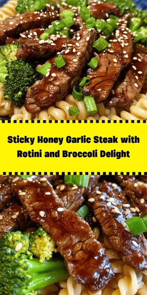 Indulge in this delightful Sticky Honey Garlic Steak and Rotini recipe that's perfect for a quick weeknight dinner! With tender flank steak marinated in a sweet and savory honey garlic sauce, paired with hearty rotini and vibrant broccoli, it's a dish that's both tasty and satisfying. Ready in just 40 minutes, this meal is garnished with fresh green onions and sesame seeds for an extra touch. Treat yourself and your family to a flavorful experience!