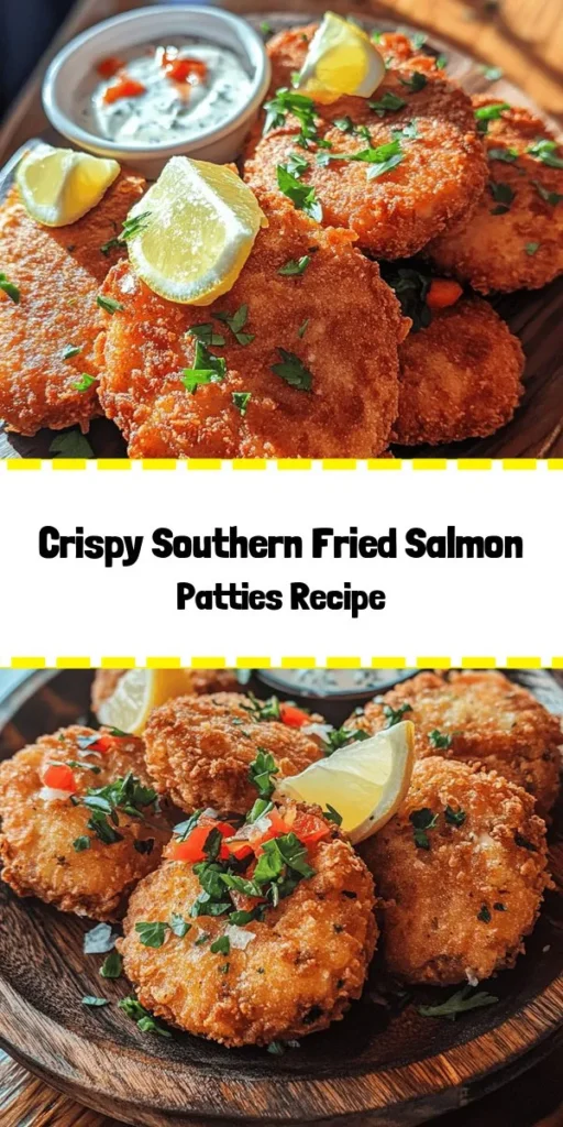 Dive into the deliciousness of Southern Fried Salmon Patties! This quick and easy recipe features canned salmon, breadcrumbs, and fresh veggies, all brought together with a zesty mustard and mayonnaise mix. Each patty is fried to golden perfection, making them crispy on the outside and tender on the inside. They're perfect as an appetizer or a main dish. Serve with lemon wedges and your favorite dipping sauce for a meal that’s sure to impress!