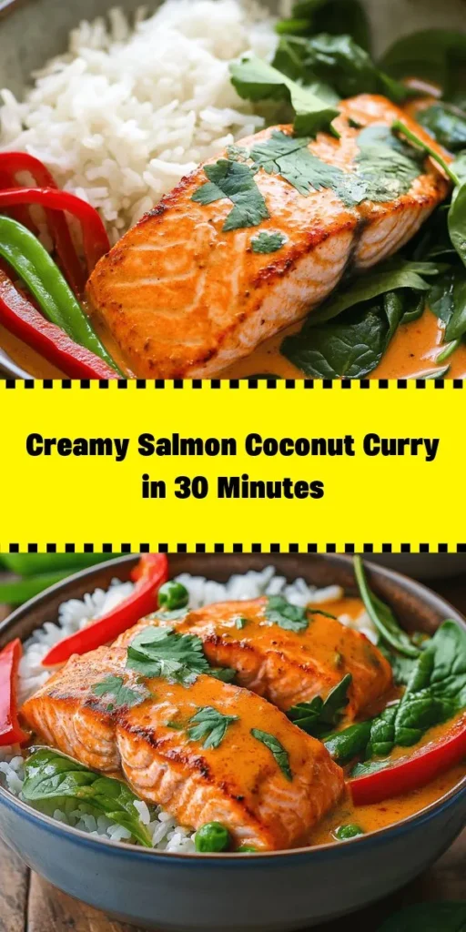 Dive into the deliciousness of this Creamy Salmon Coconut Curry! With luscious salmon fillets simmered in rich coconut milk and a hint of red curry paste, this dish is bursting with flavor. Fresh veggies like bell peppers, snow peas, and spinach add a colorful crunch, making it a healthy choice too. Serve it over fluffy jasmine rice or quinoa for a satisfying meal your family will love. Quick to prepare and perfect for any occasion!