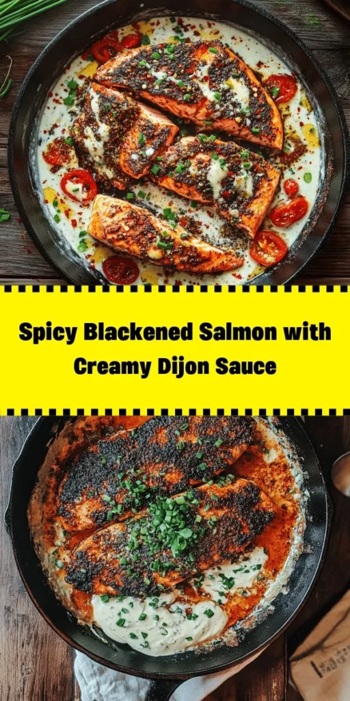 Discover the irresistible flavors of Blackened Salmon with Creamy Dijon Sauce! This quick and easy recipe features perfectly seasoned salmon fillets cooked to crispy perfection in a skillet, complemented by a rich and tangy sauce. With just 15 minutes of prep and a total cook time of 30 minutes, this dish is perfect for weeknight dinners or special occasions. Serve it warm with sautéed veggies or rice for a delightful meal. Enjoy a taste of gourmet at home!