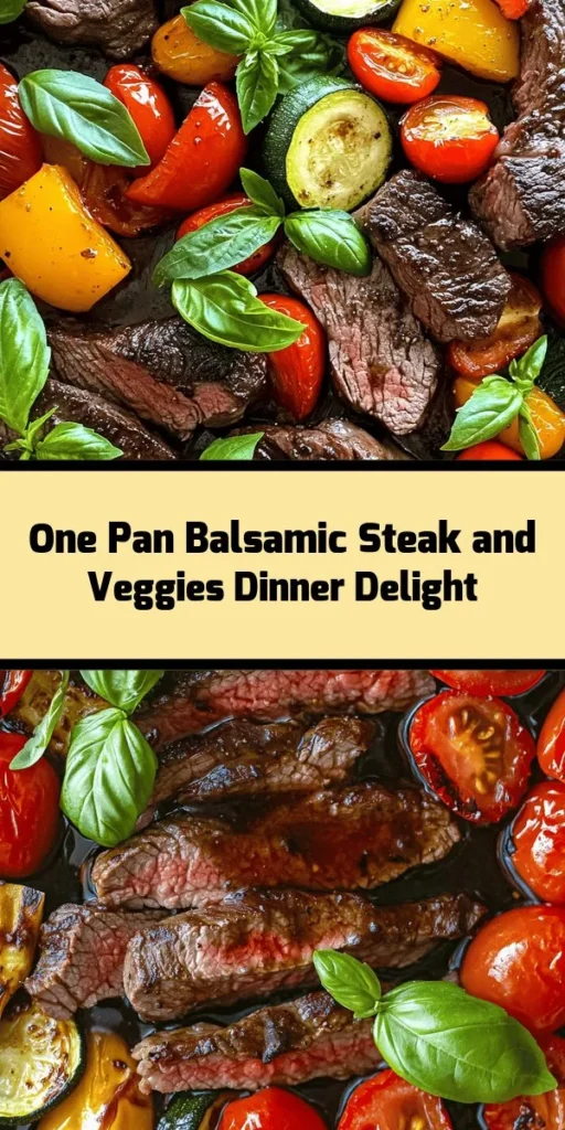 Looking for a delicious and easy weeknight dinner? Try this One Pan Balsamic Steak and Veggies! Tender flank steak marinated in a flavorful balsamic mix pairs perfectly with roasted bell peppers, zucchini, cherry tomatoes, and red onion. Simply marinate the steak, sear it, and bake alongside the veggies for a hassle-free meal. Perfect for busy evenings, this dish is sure to impress your family or guests. Enjoy a healthy and tasty dinner in under 30 minutes!