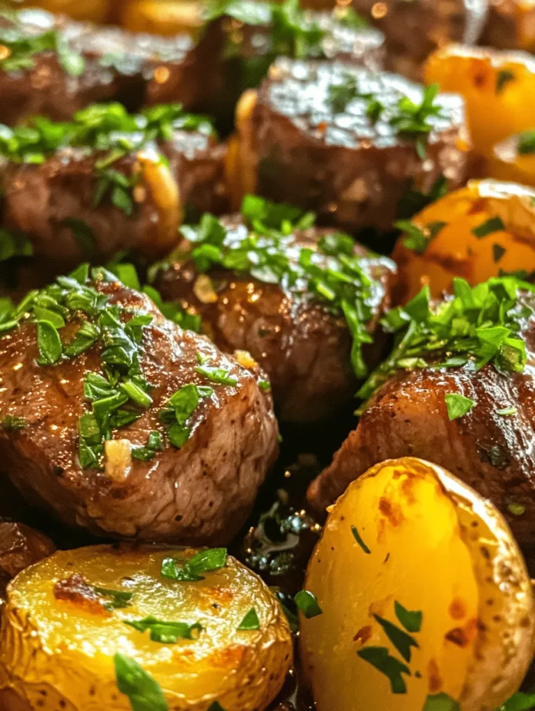 Discover the delightful fusion of flavors in this Garlic Butter Steak Bites and Potatoes recipe. Perfect for a weeknight dinner or an impressive weekend meal, this dish combines tender sirloin steak with golden, roasted baby potatoes, all enveloped in a rich garlic butter sauce. The combination of juicy, seared steak and creamy potatoes, enhanced with aromatic herbs and spices, creates a comforting yet elegant meal that is sure to please any palate.