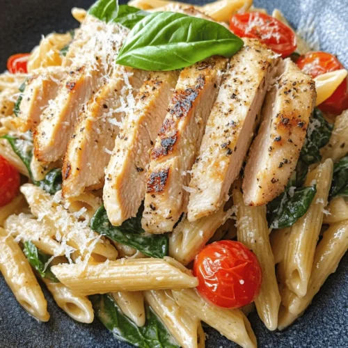 Tuscan Chicken Pasta Delight is a vibrant, flavorful dish that brings a taste of Italy right to your dinner table. This sumptuous recipe features tender chicken, fresh vegetables, and a rich, creamy sauce that harmonizes beautifully to create a meal that is both satisfying and elegant. Perfect for a weeknight dinner or a special gathering, this dish captures the essence of Tuscan cooking, renowned for its bold flavors and wholesome ingredients. The balance of flavors and textures, along with its quick preparation time, makes it a favorite among busy families and culinary enthusiasts alike.