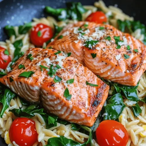 If youâre searching for a meal that is not only quick and easy to prepare but also bursting with flavor and health benefits, look no further than One Skillet Salmon with Lemon Orzo. This dish encapsulates the essence of weeknight cooking: itâs simple, satisfying, and requires minimal cleanup, making it ideal for busy families or anyone looking to whip up a wholesome dinner in no time.