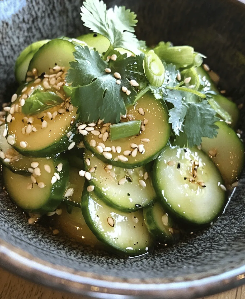 Originating from various Asian culinary traditions, this salad has gained popularity across the globe due to its crisp texture and refreshing flavor profile. The combination of fresh cucumbers, zesty dressing, and aromatic herbs creates a dish that is as satisfying as it is healthy. Crunchy Asian Cucumber Salad is a versatile recipe that can easily be adapted to suit individual tastes, whether you prefer a tangier profile or a subtle sweetness.
